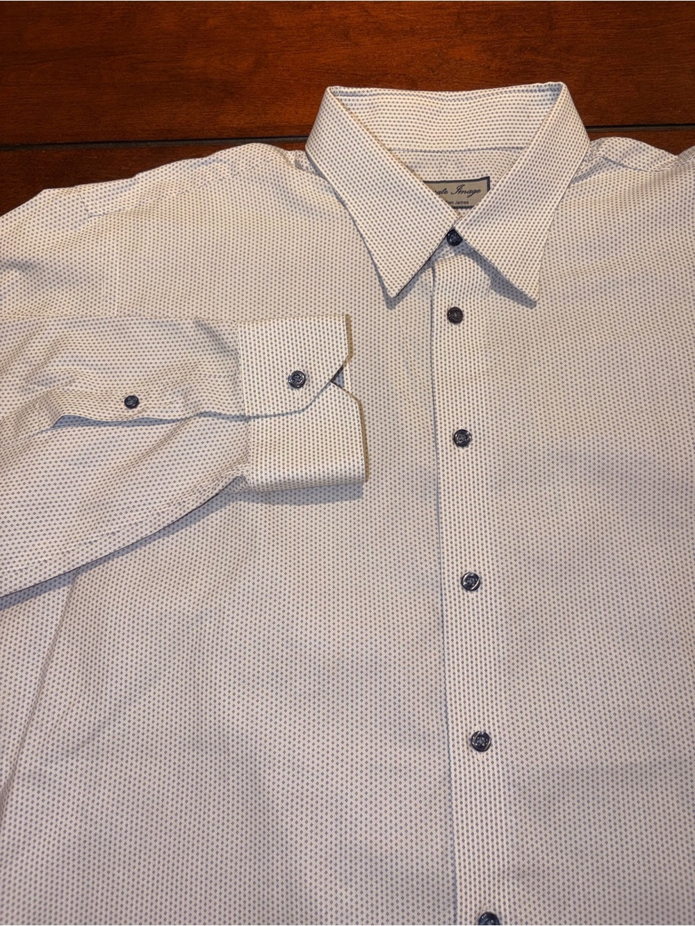 Tom James Corporate Image Men’s Custom Made Micro Print Dress Shirt 48” Chest